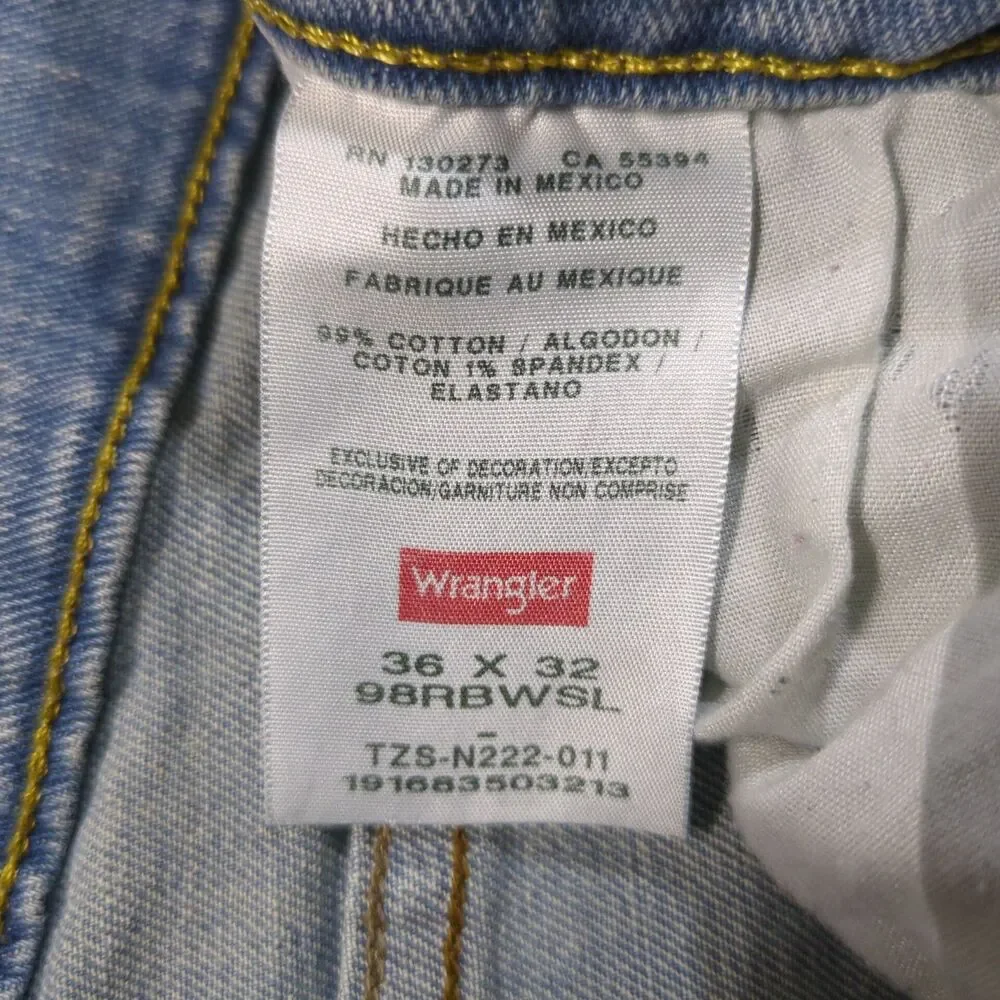 Wrangler Jeans Mens 36 X 32 Relaxed Boot Western Stretch Medium Wash Blue Denim